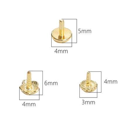 Copper Pattern Nail Cap 14K Gold Handmade DIY Pearl Pendant Plug Bracelet Necklace T-pin Jewelry Accessories