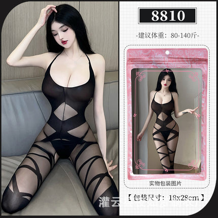 Black Stockings Sexy Couple Pajamas Sexy Suit Bed Teasing Intimates Emotional Fun Fun Exposing Emotions Qqny