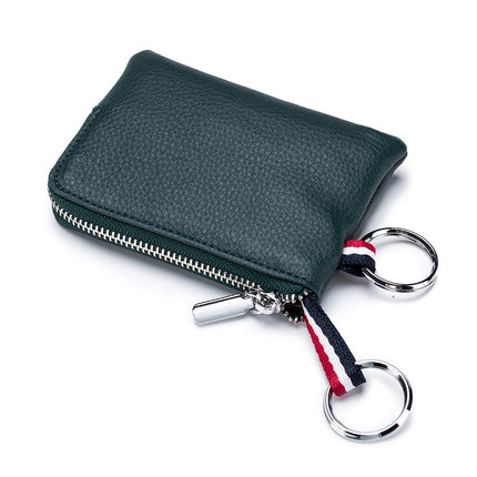 Multifunctional Coin Purse Men's Genuine Leather Ultra-Thin Mini Wallet Cowhide Storage Card Holder Zipper Coin Bag Key Bag