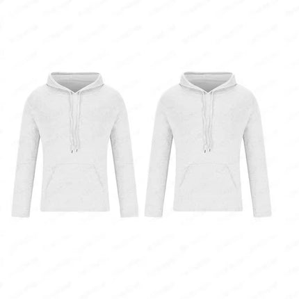 Cross-border men's classic 2-piece combination hooded sweater solid color fleece pullover youth trendy hoodie loose hooded