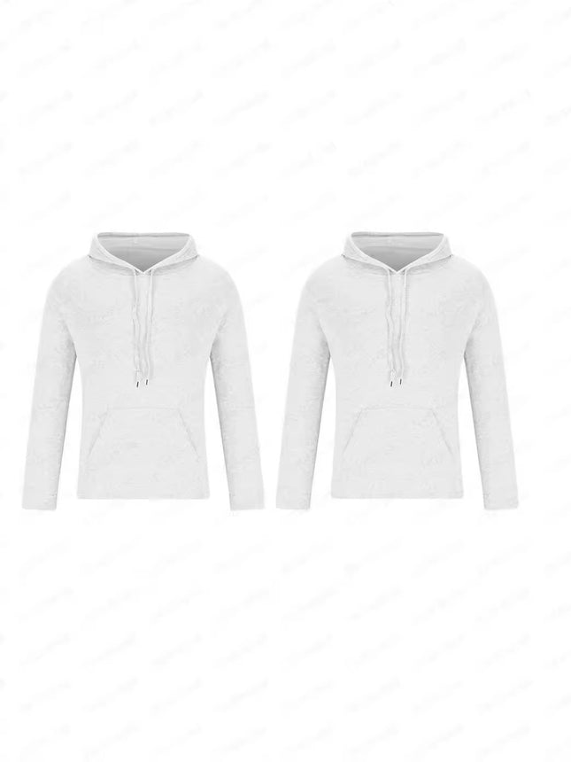 Cross-border men's classic 2-piece combination hooded sweater solid color fleece pullover youth trendy hoodie loose hooded