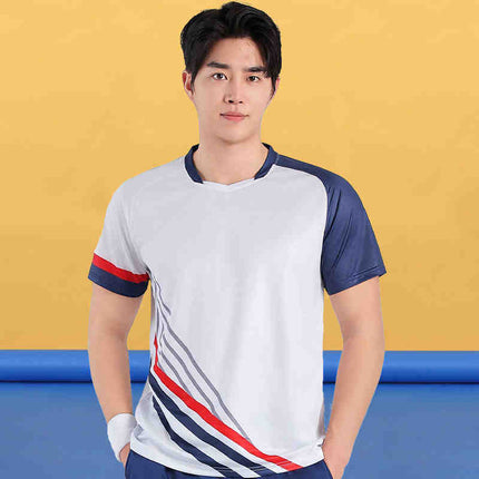 Badminton Clothing Top Men's Short-sleeved Quick-drying Women's Air Volleyball Competition Clothing Training Table Tennis Team Clothing Printing Summer