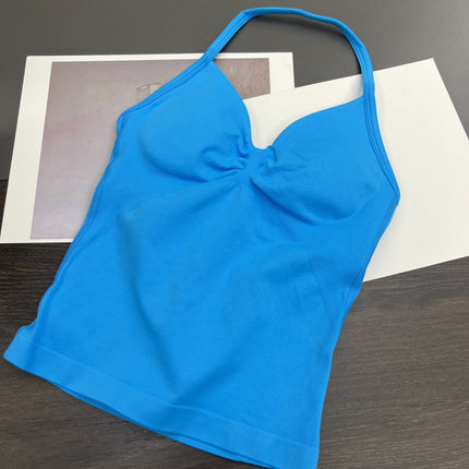 Dfyne Halter Sports Bra Chest Pad Shock-Proof High-Intensity Yoga Top Vest Beautiful Back Sports Sling Women Summer