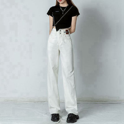 Black Wide Leg Jeans Women's Autumn and Winter 2024 New High Waist Loose Straight Tube Slimming All-match Mop Long Pants