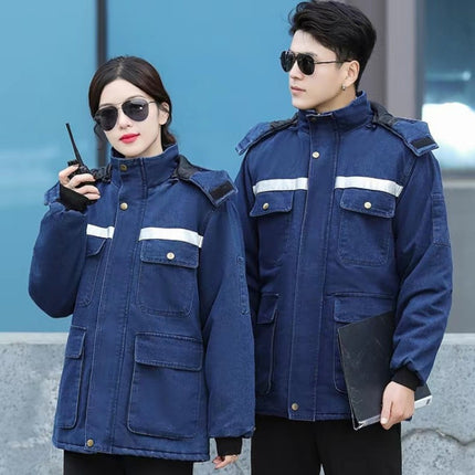 Winter Work Cotton Jacket Men's Large Size Mid-Length Live Surface Welding Denim Labor Protection Jacket Denim Jacket