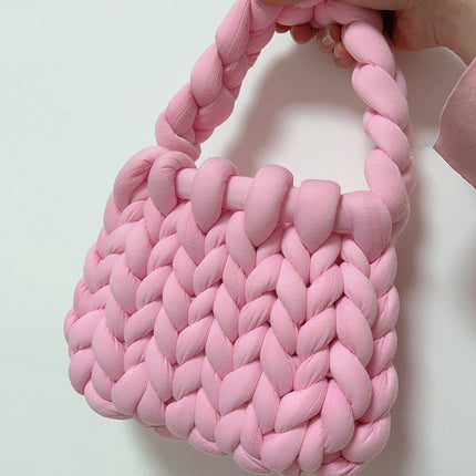 Core-Filled Cotton Icelandic Wool Hand-Woven Bag Cat Nest Pillow Hand Bag Autumn and Winter Extra Thick Handbag Material Bag
