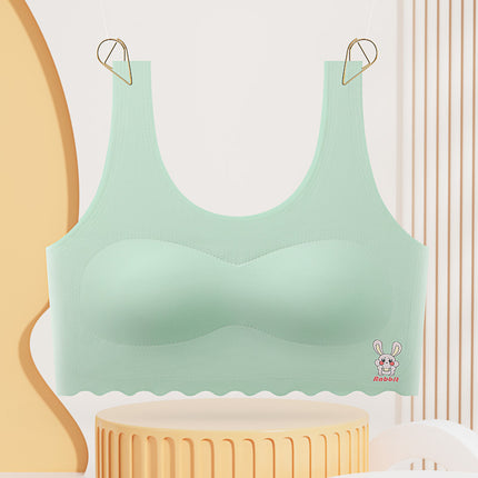 Cute Cartoon Traceless Junior High School Students Developmental Girls' Underwear Breathable Girls' Beautiful Back Anti-bump Girls' Bra