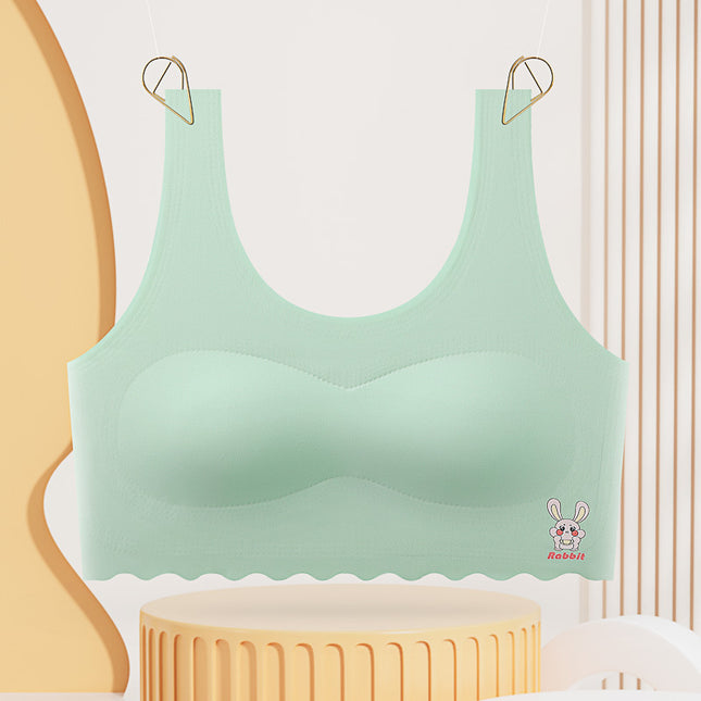 Cute Cartoon Traceless Junior High School Students Developmental Girls' Underwear Breathable Girls' Beautiful Back Anti-bump Girls' Bra