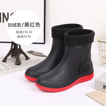 [Daifa] Men's Short and Medium Rain Shoes for Kitchen Site Fishing Waterproof Shoes Thickened Warm Rubber Shoes Rain Boots