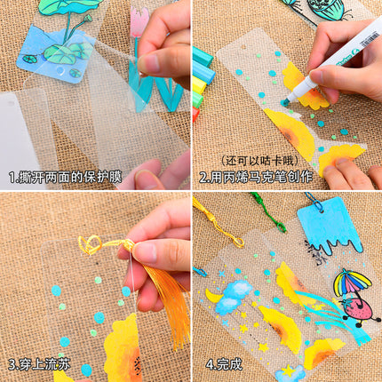 Transparent bookmark blank handmade diy making material bag for primary school children's homemade creative kindergarten gift