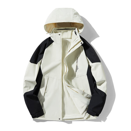 1818 Three-In-One Mink Velvet Outdoor Mountaineering Jacket for Couples, Removable, Thickened, Warm and Windproof Two-Piece Set