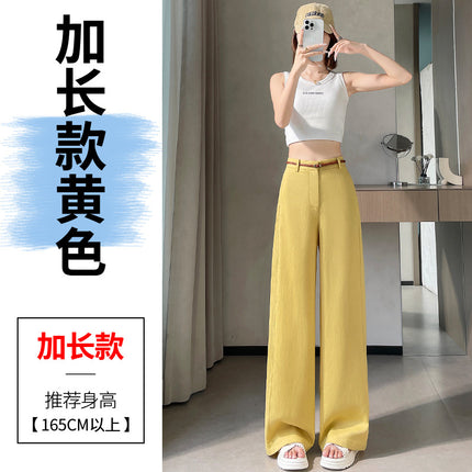 2025 Summer New Style Tencel Linen Wide-Leg Pants High-Waisted Cotton-Linen Thin Sun-Protection Floor-Length Pants for Women