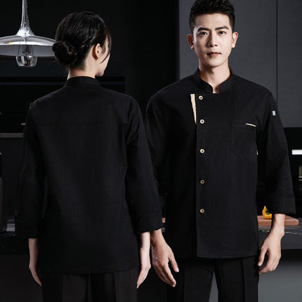 New Stretch Chef Work Clothes Long-sleeved Autumn and Winter Restaurant Baking Men's and Women's Short-sleeved Kitchen Work Clothes