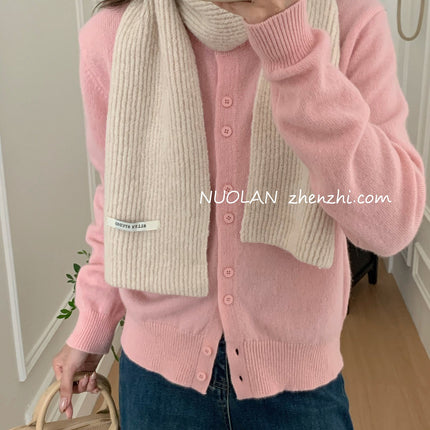 Factory Wool Blended Solid Color Wool Scarf Women's Winter White South Korea New Student Couple Simple Knitted Scarf