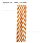 Orange striped straws 10pcs