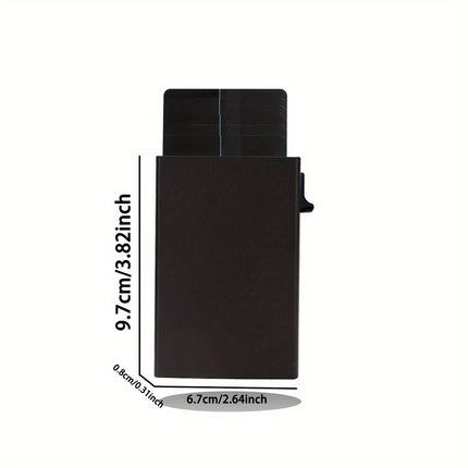 Rfid Metal Men's Card Holder Simple Ultra-Thin Bank Card Protective Cover Aluminum Alloy Side Push One-Click Card Anti-Theft Brush