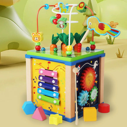 Baby Children's Beaded Toy 0-3 Years Old Educational Treasure Box Toy Montessori Early Education Baby Building Blocks Beaded Dragcart