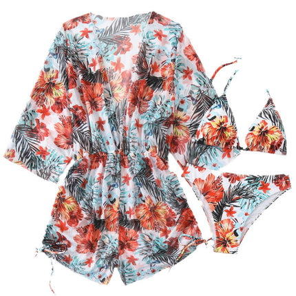 2025 New Sunscreen Printed Cover-Up Swimwear Women's European and American Cross-Border Bikini Three-Piece Set Separates Swimsuit Aliexpress