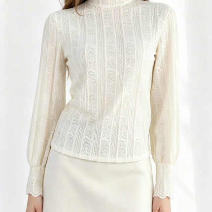High-End Brushed Fabric 2026 Autumn and Winter New Lace Base Shirt, Lace-Trimmed Half-High Collar White Inner Fairy Top