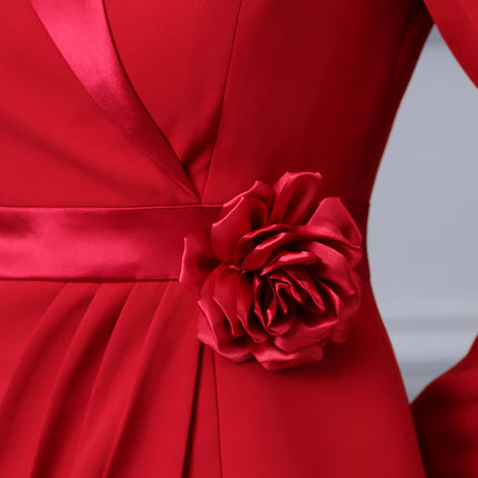Zhili Red Three-Dimensional Floral Waist-Cinching Slimming Suit Dress, Office Style Mature Look, Bodycon Dress, 2026 Spring New Model