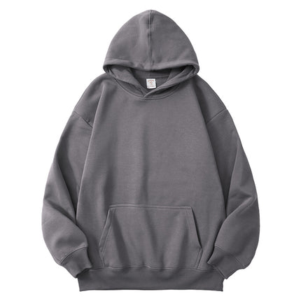 2025 Autumn/Winter 1334 Style Loose Casual 350g Fleece Solid Color Fleece-Lined Thick Pullover Hoodie