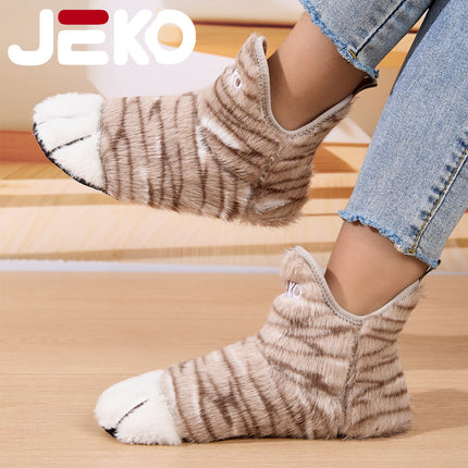 Cross-Border Autumn and Winter Yoga Shoes with Fleece Lining for Warmth, Indoor Shoes for Men and Women, Non-Slip, Silent, Slip-On, Closed-Toe, Soft Plush Cotton Shoes