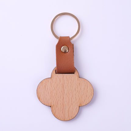 in stock Homestay Creative Leather Wooden Keychain Couple Keychain Creative Car Pendant