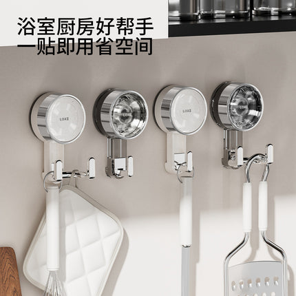 Rotary suction cup hook strong vacuum non-punching sticky hook bathroom seamless toilet removable double hook