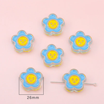 Acrylic love five-pointed star drop oil cartoon accessories DIY bracelet material homemade mobile phone case key chain hanging chain