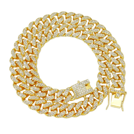 European and American Hip-Hop Diamond-Encrusted Cuban Chain Necklaces, Street Dance and Rap Wholesale Full Diamond Cuban Chain with Small Dragon Whiskers, Cross-Border