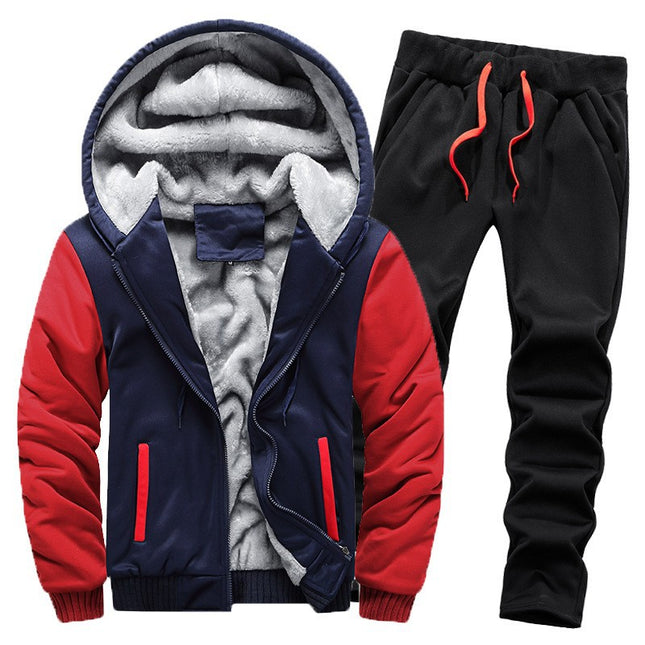 Cross-border Fleece Sweater Set Men's Thickened Warm Winter Cardigan Camouflage Two-piece Sports Casual Large Size Suit