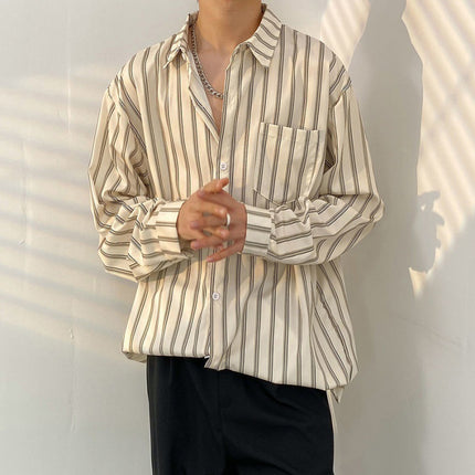 Fairy shirt men's Spring and Autumn fun printed shirt men's long sleeve Hong Kong style loose fashion casual Japanese coat