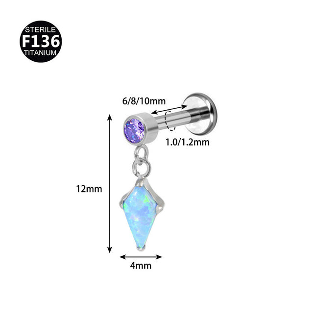 F136 Titanium Alloy Earrings Aobao Kite 0.9 Teeth Pendant Ear Bone Nail Earring Nail Foreign Trade Piercing Jewelry