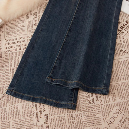 Cement Ash Weakly Lamar Jeans Women's Trendy All-match New High Waist Slimming Slim-fit Horseshoe Trumpet Pants
