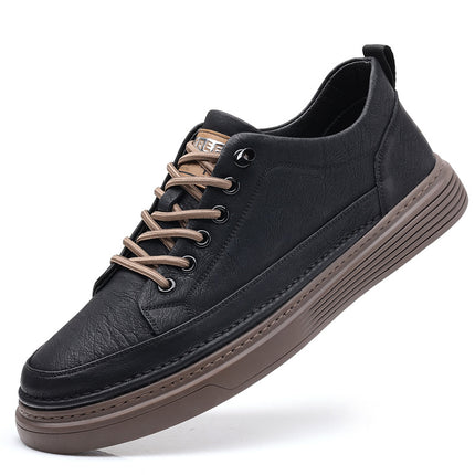 Summer men's shoes thin perforated sneakers sports casual leather shoes trendy genuine leather thick bottom breathable hollow hole shoes