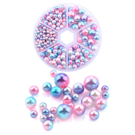 Cross-border hot sale 6-grid Pearl diy jewelry set multi-size non-porous Mermaid Magic Pearl nail art clothing accessories
