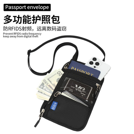 Cross-border travel abroad hanging neck ID bag RFID anti-theft brush passport bag passport holder certificate protection case anti-magnetic bag