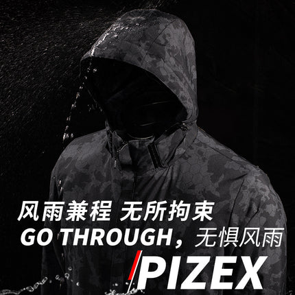 Winter Couple's Jacket, Outdoor Windproof and Waterproof Camouflage Jacket, Fleece-Lined and Thickened Cold-Proof Clothing, Removable Hood, Men's Clothing