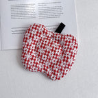 Red checkered embroidered apple coaster