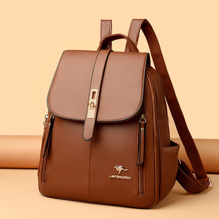 Factory wholesale kangaroo backpack women's 2024 new fashion fashion soft leather mommy casual large capacity bag generation hair