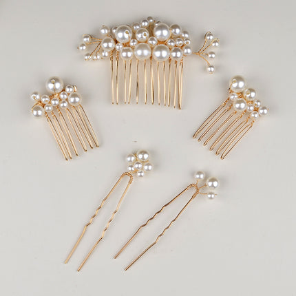 Spot Retro Baroque Large Pearl Hair Fork Bridal Hair Comb Hair Insert European Design Wedding Headdress Hair Accessories Set