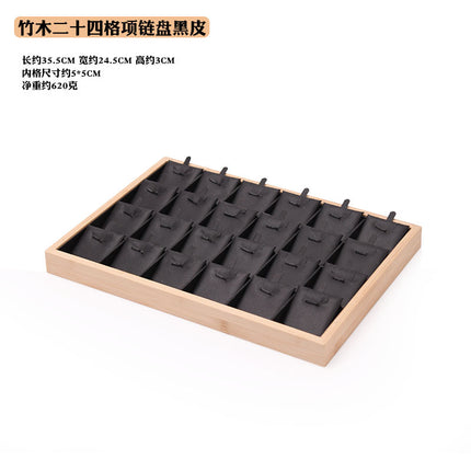 Fresh bamboo wood 24 grid pendant plate necklace pendant lucky card lucky beads jewelry tray window display props