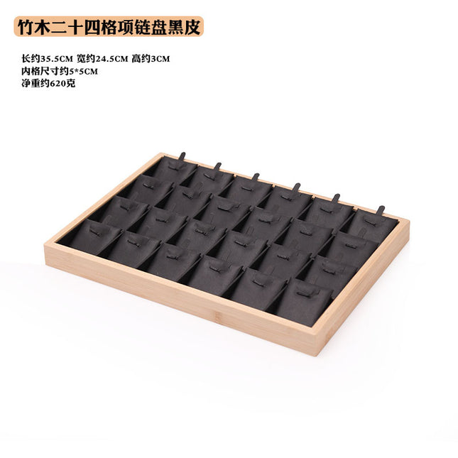 Fresh bamboo wood 24 grid pendant plate necklace pendant lucky card lucky beads jewelry tray window display props