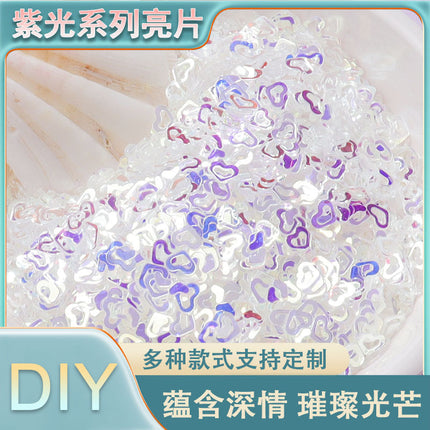 Flash purple nail art sequins stage makeup material diy slime filling glue UV glue mobile phone case small accessories