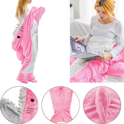 Shark Blanket Shark Pajamas Air Conditioning Blanket Super Soft Flannel Hoodie Sleeping Bag Loose Jumpsuit Adult