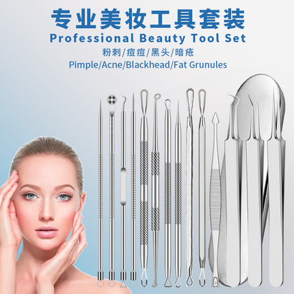 Stainless Steel Acne Clip Cell Clip Acne Needle Acne Squeeze Blackhead Whitehead Beauty Needle Multi-Piece Set Tool