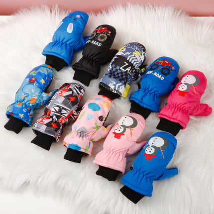 3-10 children's ski gloves outdoor riding gloves winter warm waterproof children's gloves play snow not wet hands