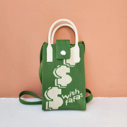 2026 Knitted Mobile Phone Bag, Small Square Bag, Versatile Crossbody Bag, Handbag, Commuting Casual, Artistic National Style