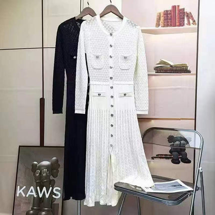 2024 Autumn and Winter New Style Accessible Luxury Elegant Fashionable High-End Long Skirt Hip-Covering Knitted Large Hem Dress