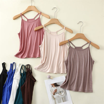 Lanjing Modal Solid Color Camisole Base Shirt Slim-Fit Soft Cool Large Size Outer Wearing Thin Shoulder Strap for Women